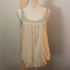 2/$5 AE Cream Top w/ Beaded Neckline FINAL PRICE
